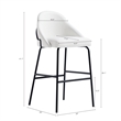 Gracie White and Black Leatherette Barstool with Steel Legs