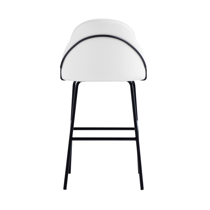 Gracie White and Black Leatherette Barstool with Steel Legs