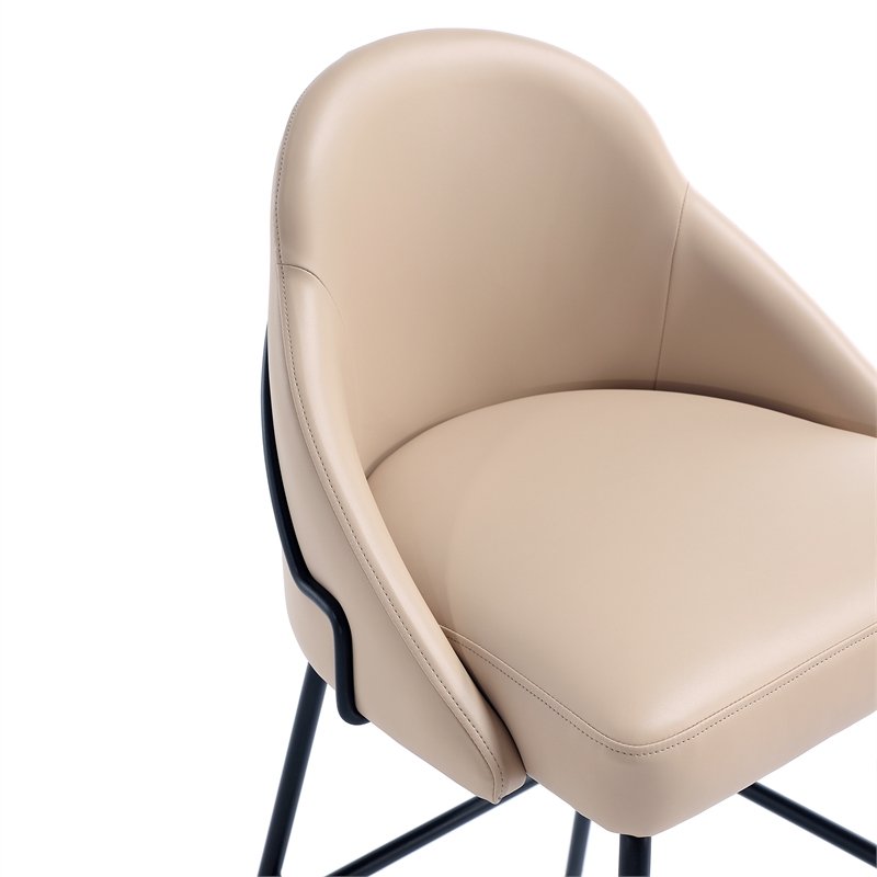 Gracie Tan and Black Leatherette Barstool with Steel Legs - Set of 2