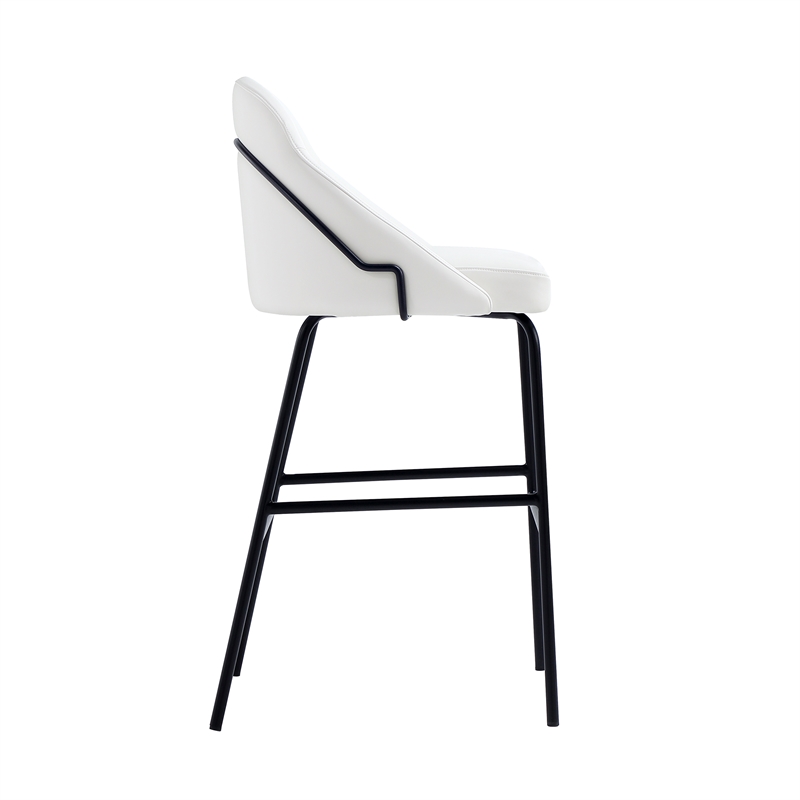 Gracie White and Black Leatherette Barstool with Steel Legs - Set of 2
