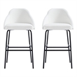 Gracie White and Black Leatherette Barstool with Steel Legs - Set of 2