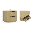 Olivia Modern Nightstand with 2 Drawers in Natural Oak and Black