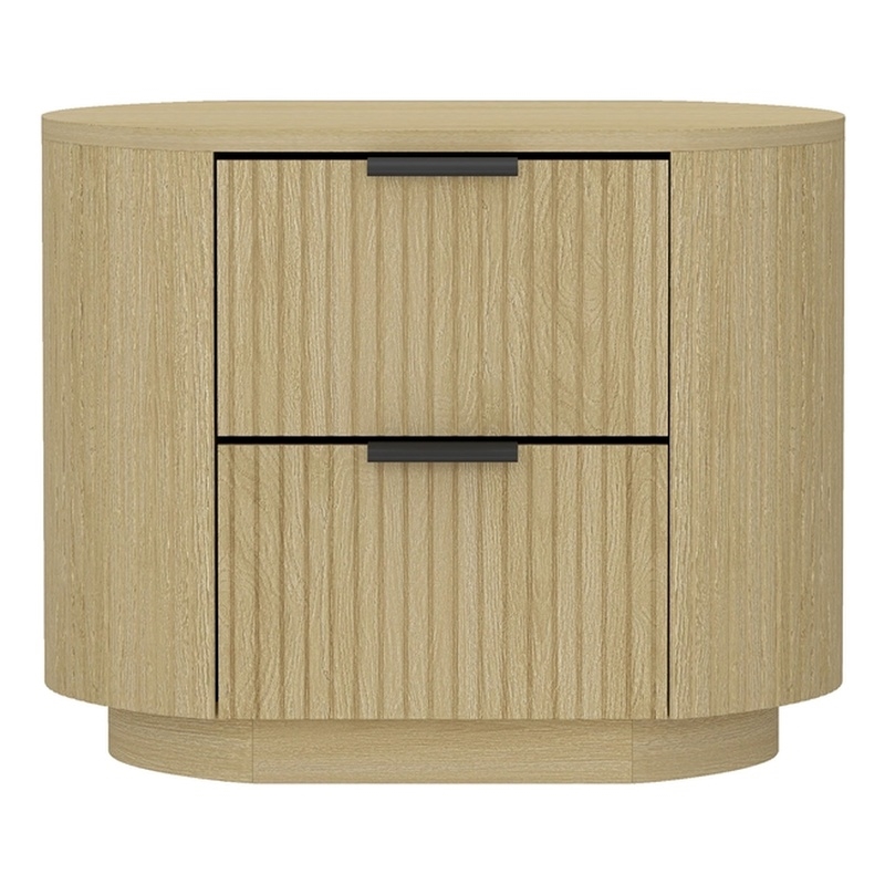 Olivia Modern Nightstand with 2 Drawers in Natural Oak and Black