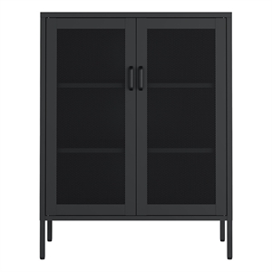 Amelia Modern 31.5 Accent Cabinet with 3 Adjustable Shelves in Black