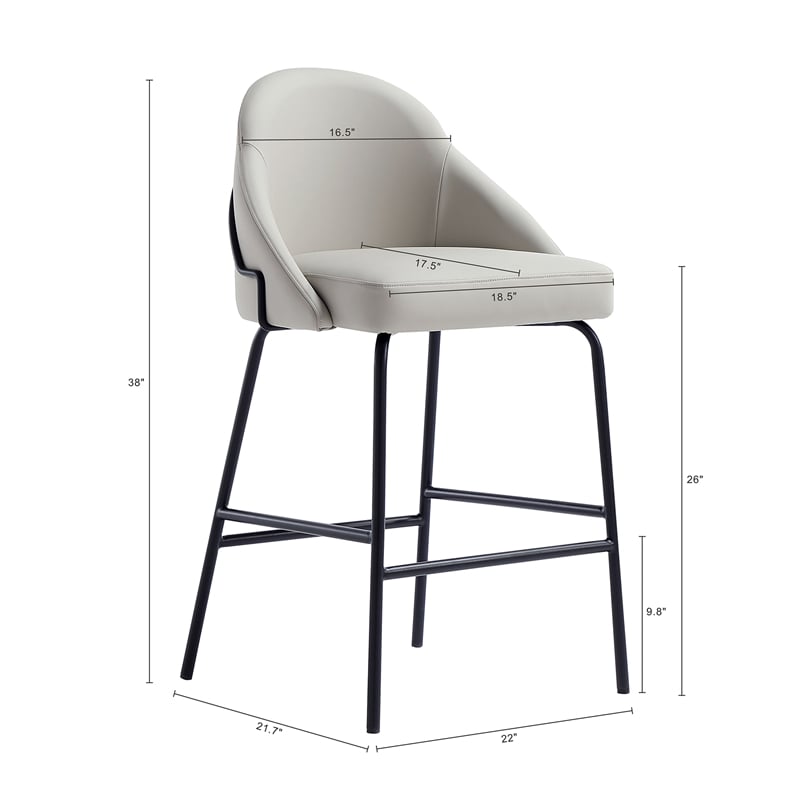 Gracie Stone and Black Leatherette Counter Stool  with Steel Legs - Set of 3