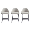 Gracie Stone and Black Leatherette Counter Stool  with Steel Legs - Set of 3