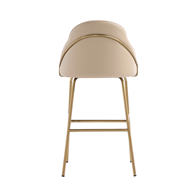 Gracie Tan and Gold Leatherette Barstool with Steel Legs