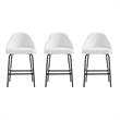 Gracie White and Black Leatherette Counter Stool  with Steel Legs - Set of 3