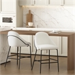 Gracie White and Black Leatherette Counter Stool  with Steel Legs - Set of 2