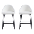 Gracie White and Black Leatherette Counter Stool  with Steel Legs - Set of 2