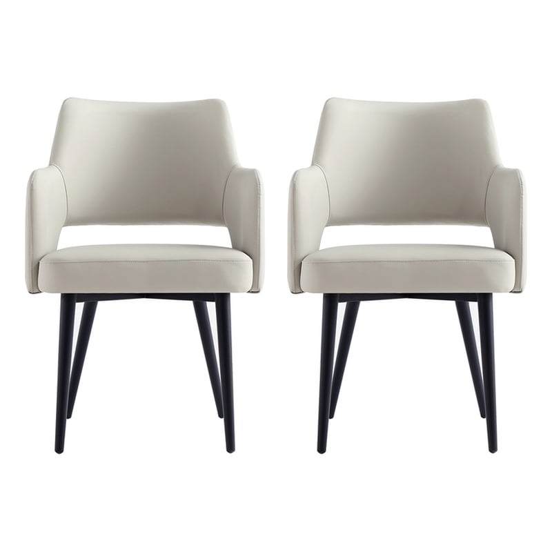 Tremont Stone Leatherette Dining Arm Chair with Metal Legs - Set of 2