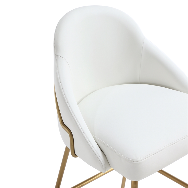 Gracie White and Gold Leatherette Counter Stool  with Steel Legs - Set of 3