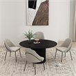 Gracie Stone and Black Leatherette Dining Chair with Steel Legs - Set of 4