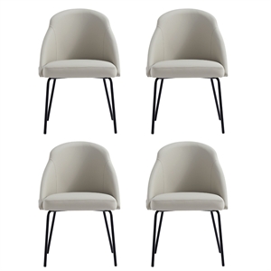Gracie Stone and Black Leatherette Dining Chair with Steel Legs - Set of 4