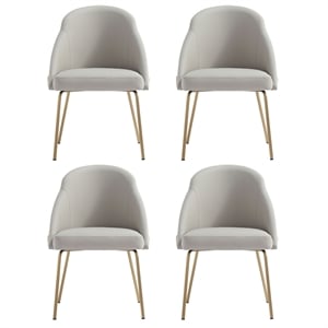 Gracie Stone and Gold Leatherette Dining Chair with Steel Legs - Set of 4