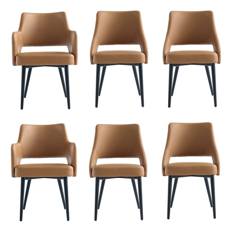 6-Piece Tremont Saddle Leatherette Dining Chair with Metal Legs