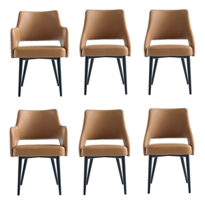 6-Piece Tremont Saddle Leatherette Dining Chair with Metal Legs