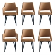 6-Piece Tremont Saddle Leatherette Dining Chair with Metal Legs