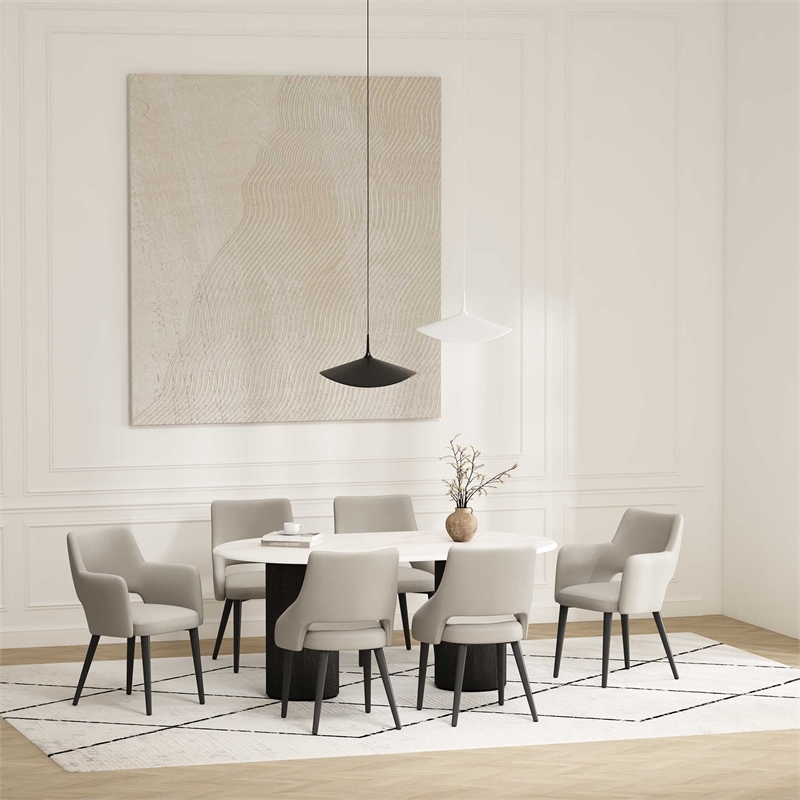 6-Piece Tremont Stone Leatherette Dining Chair with Metal Legs