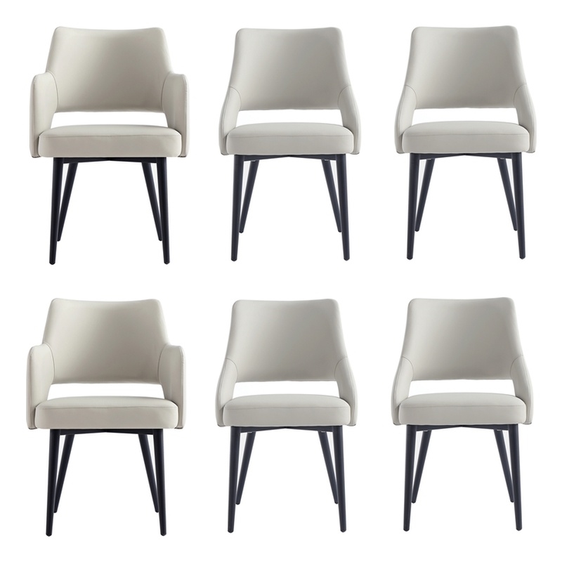 6-Piece Tremont Stone Leatherette Dining Chair with Metal Legs