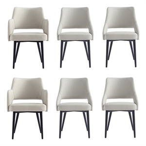 6-Piece Tremont Stone Leatherette Dining Chair with Metal Legs