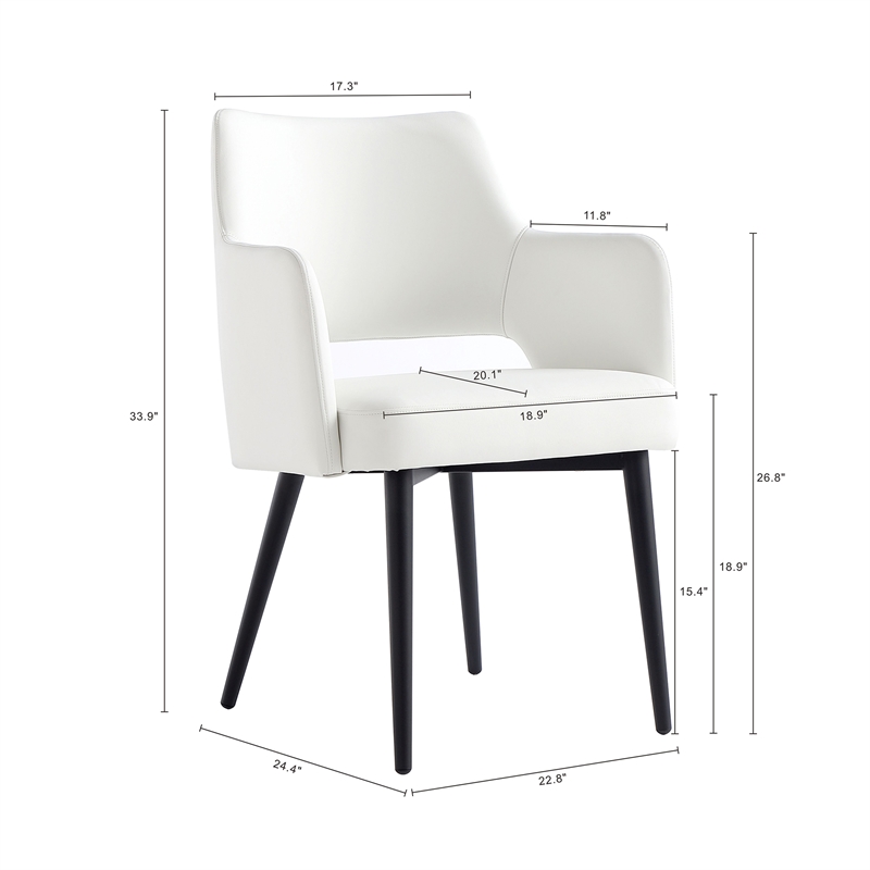 6-Piece Tremont White Leatherette Dining Chair with Metal Legs