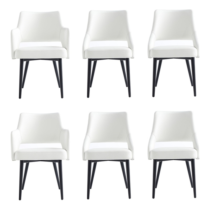 6-Piece Tremont White Leatherette Dining Chair with Metal Legs