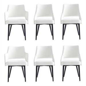 6-Piece Tremont White Leatherette Dining Chair with Metal Legs