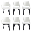 6-Piece Tremont White Leatherette Dining Chair with Metal Legs