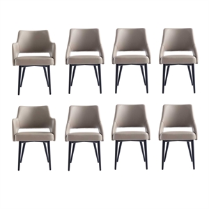8-Piece Tremont Taupe Leatherette Dining Chair with Metal Legs