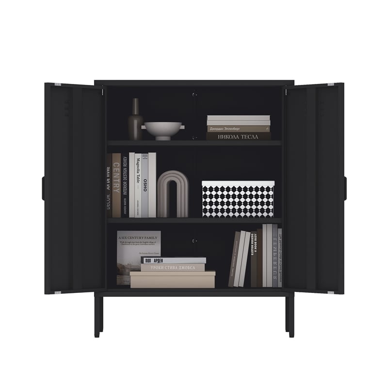 Naomi Modern 31.5 Accent Cabinet with 3 Adjustable Shelves in Black