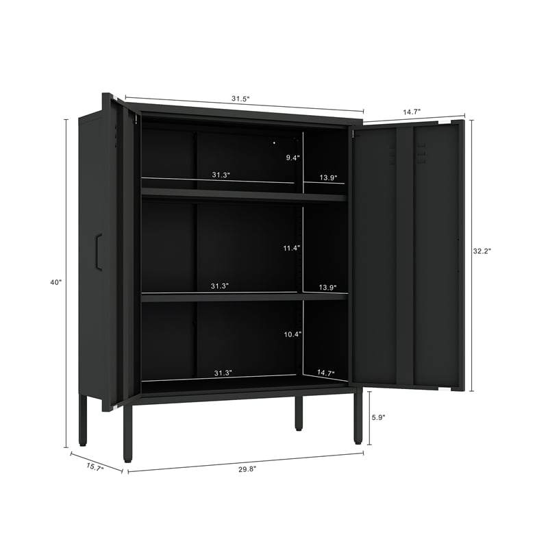 Naomi Modern 31.5 Accent Cabinet with 3 Adjustable Shelves in Black