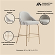 Gracie Stone and Gold Leatherette Counter Stool  with Steel Legs