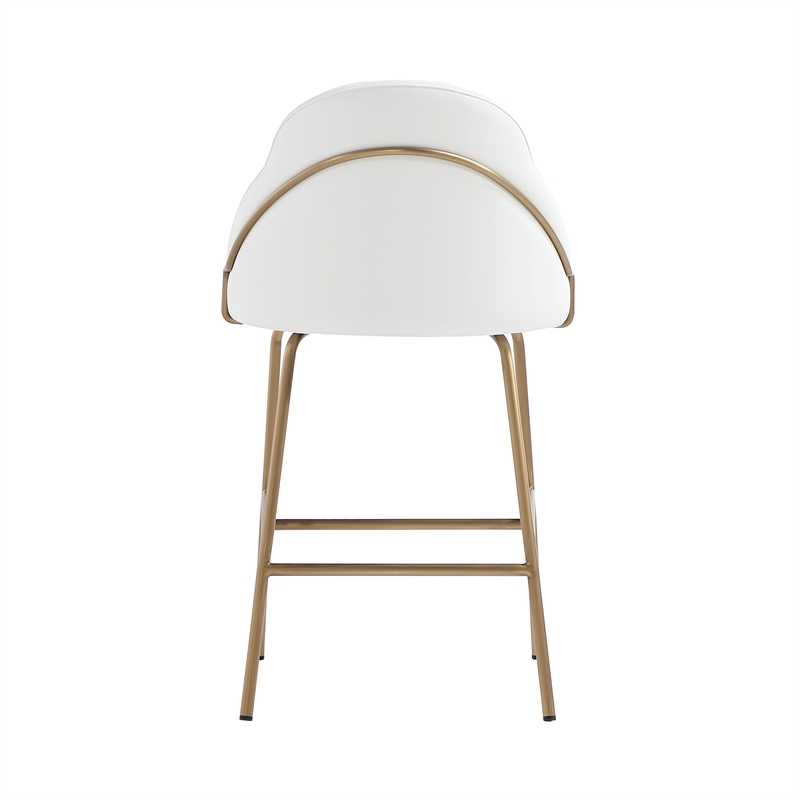 Gracie White and Gold Leatherette Counter Stool  with Steel Legs