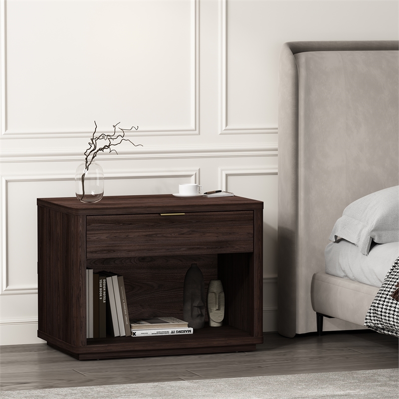 Evelyn Modern 32 Nightstand 2.0 with 1 Full Extension Drawer in Brown