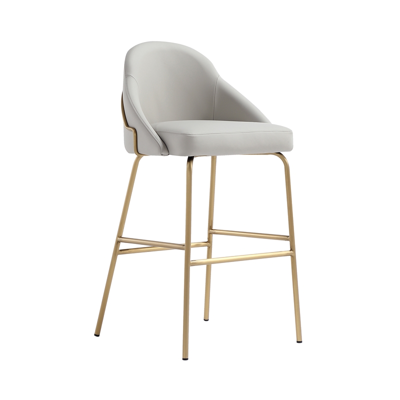Gracie Stone and Gold Leatherette Barstool with Steel Legs - Set of 2