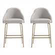 Gracie Stone and Gold Leatherette Counter Stool  with Steel Legs - Set of 2