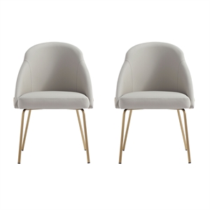 Gracie Stone and Gold Leatherette Dining Chair with Steel Legs - Set of 2