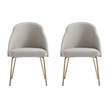 Gracie Stone and Gold Leatherette Dining Chair with Steel Legs - Set of 2