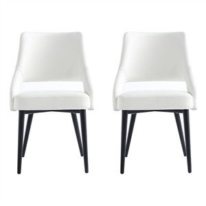 Tremont White Leatherette Dining Chair with Metal Legs - Set of 2