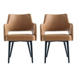 Tremont Saddle Leatherette Dining Arm Chair with Metal Legs - Set of 2