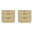 Payton Modern Nightstand with 6 Drawers in Natural Oak and Gold - Set of 2