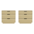Payton Modern Nightstand with 6 Drawers in Natural Oak and Black - Set of 2