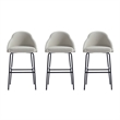 Gracie Stone and Black Leatherette Barstool with Steel Legs - Set of 3