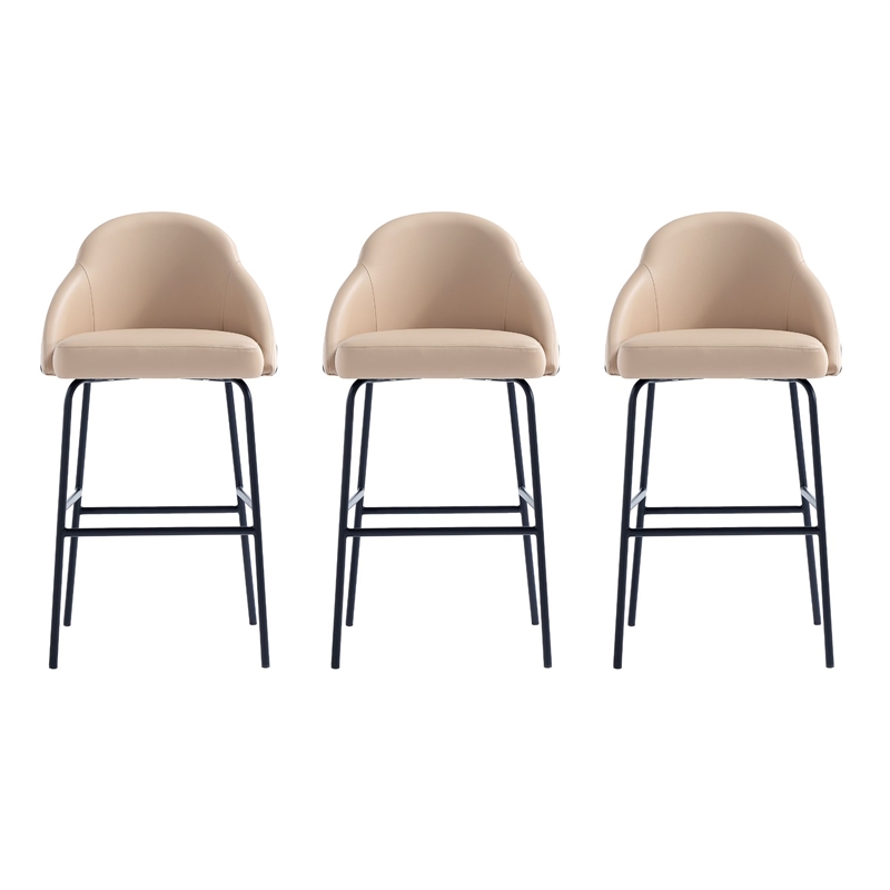 Gracie Tan and Black Leatherette Barstool with Steel Legs - Set of 3