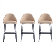 Gracie Tan and Black Leatherette Barstool with Steel Legs - Set of 3