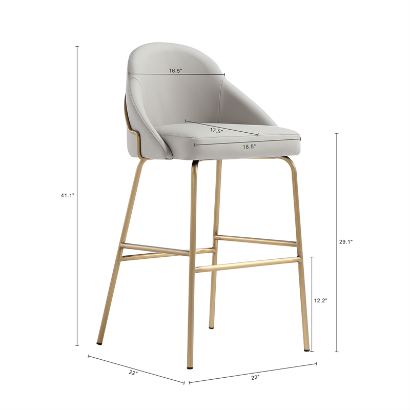 Gracie Stone and Gold Leatherette Barstool with Steel Legs - Set of 3