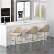 Gracie Tan and Gold Leatherette Barstool with Steel Legs - Set of 3