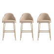 Gracie Tan and Gold Leatherette Barstool with Steel Legs - Set of 3
