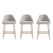 Gracie Stone and Gold Leatherette Counter Stool  with Steel Legs - Set of 3